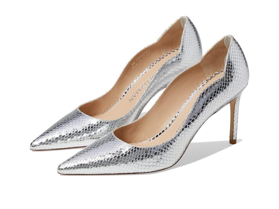 Stuart Weitzman Stuart 85 Scallop Pump (Silver) Women's Shoes Product Image