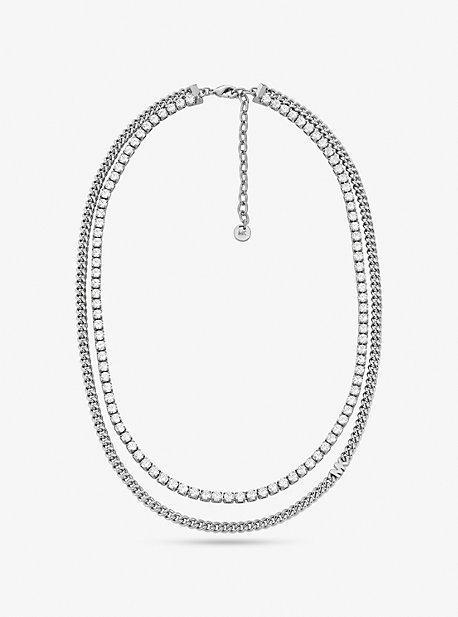 Precious Metal-Plated Brass Double Chain Tennis Necklace Product Image