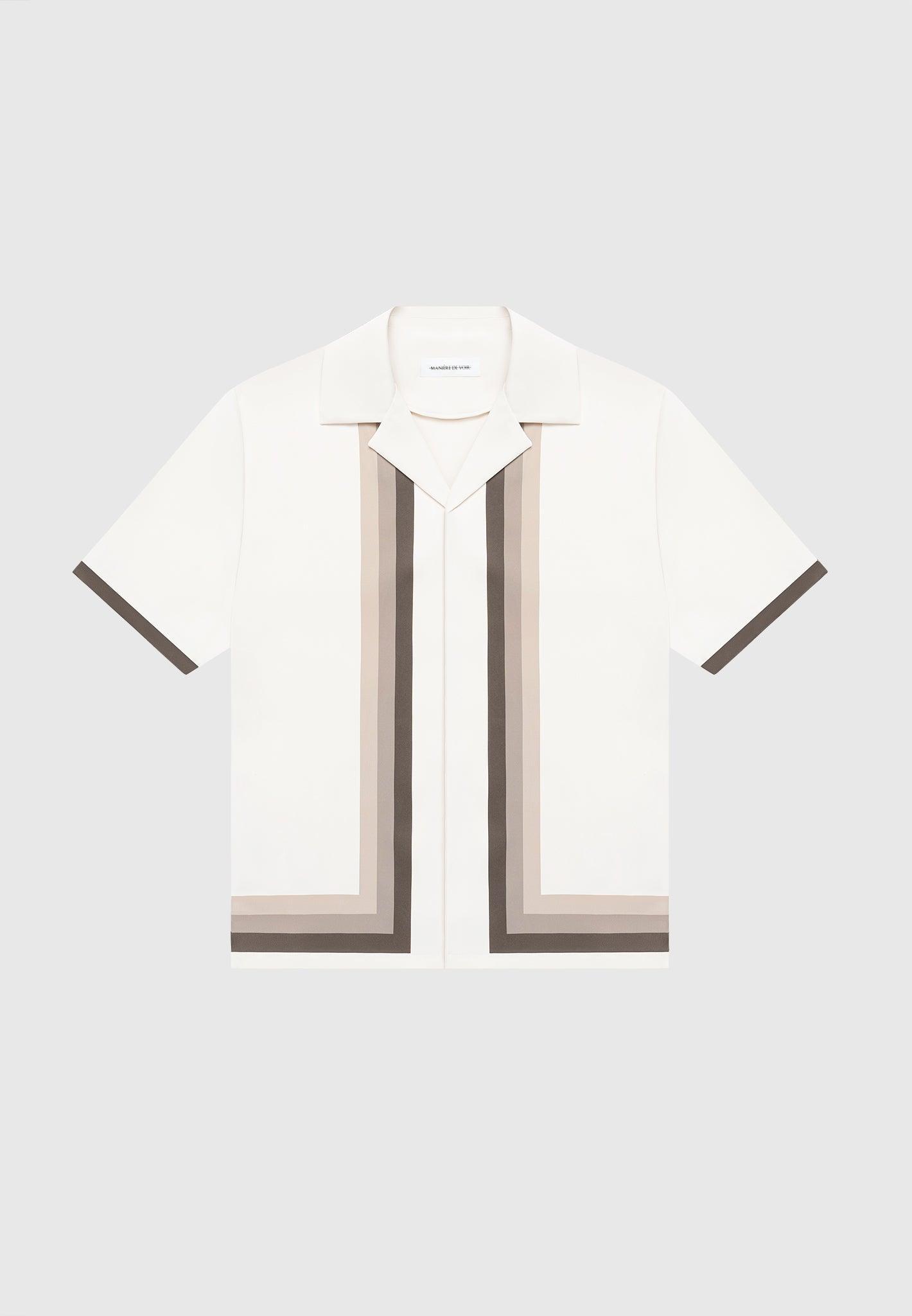 Ombré Border Revere Shirt - Cream/Brown Male Product Image