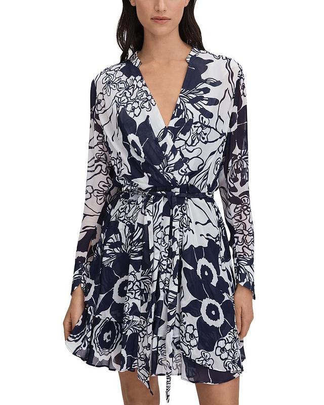 Reiss Sienna Printed Wrap Dress Product Image