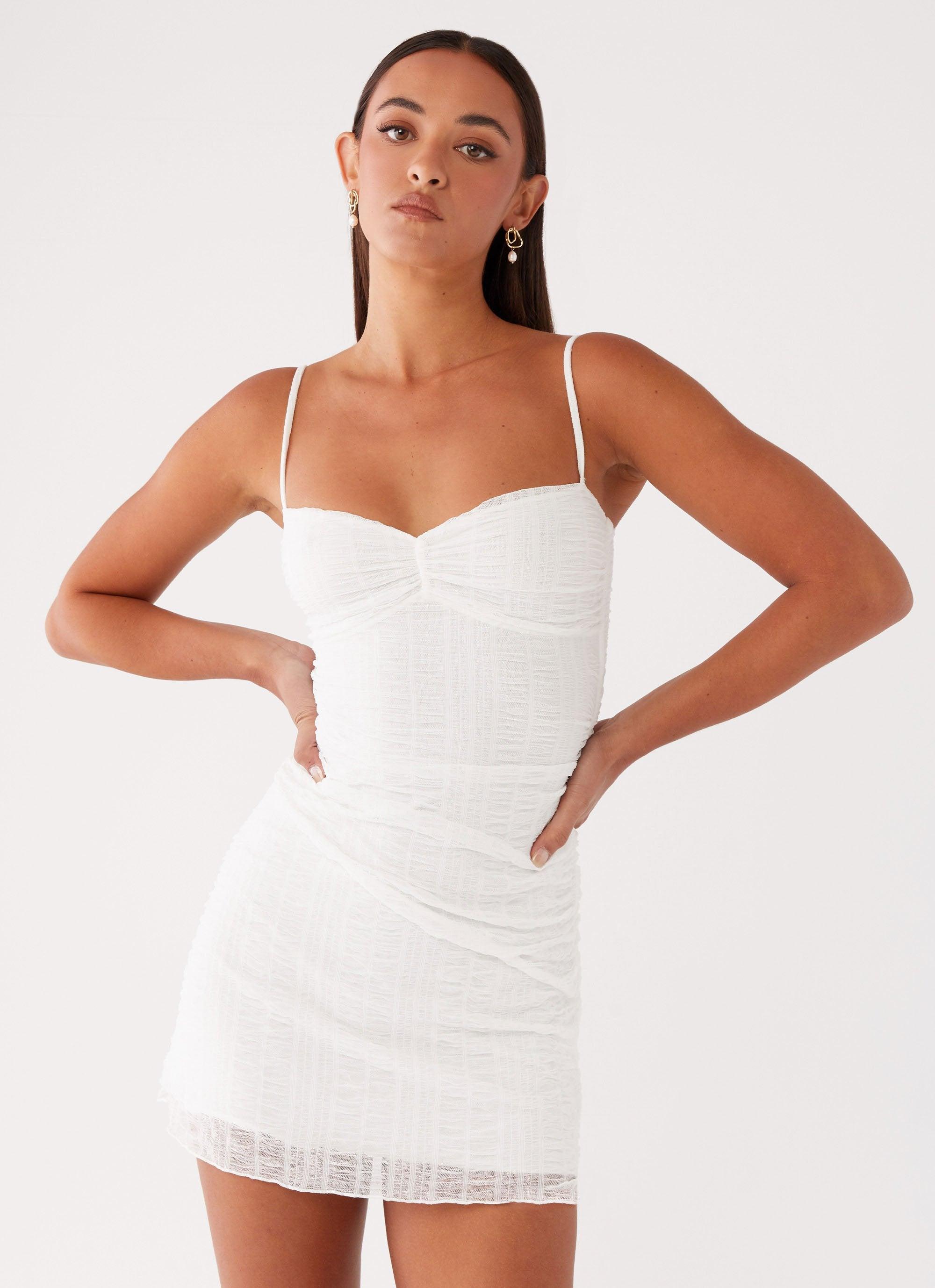 Arden Mesh Mini Dress - White Product Image