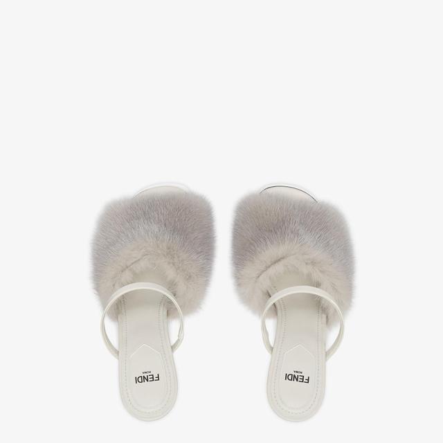 Fendi FirstPale gray mink high-heeled sandals Product Image