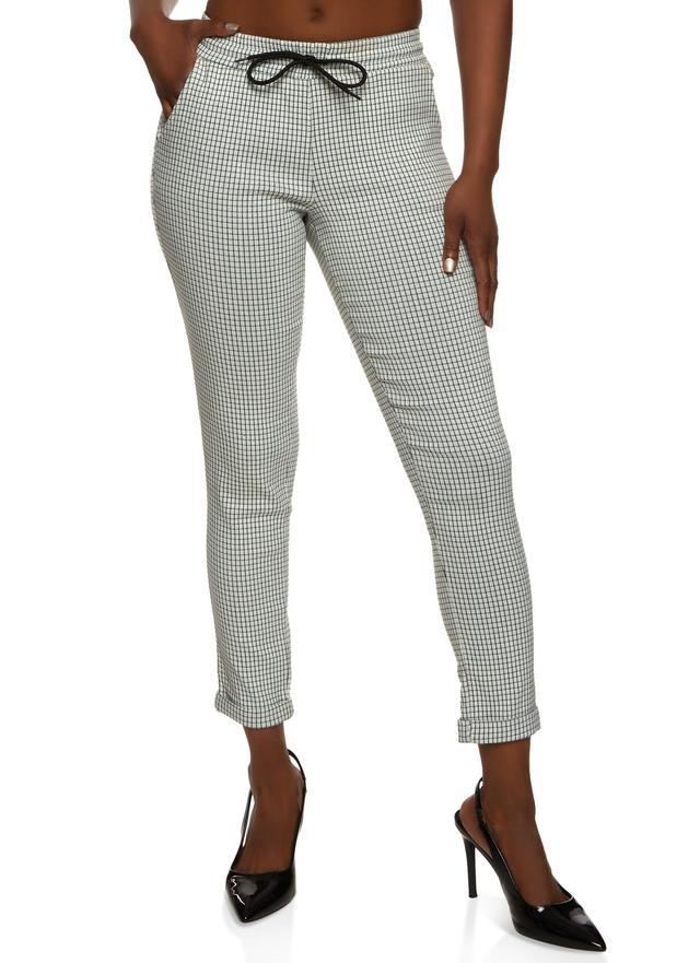 Womens Windowpane Plaid Drawstring Dress Pants Product Image