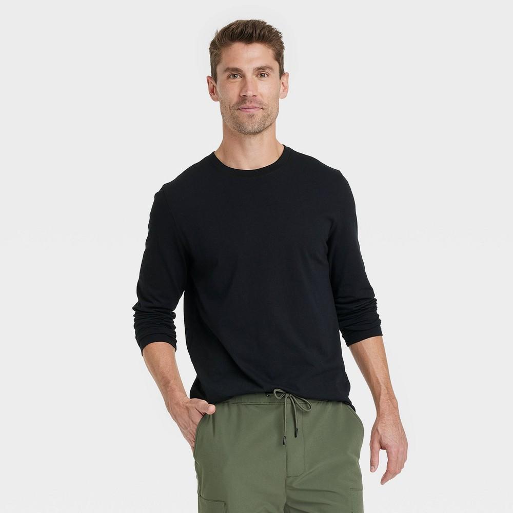 Mens Every Wear Crewneck Long Sleeve T-Shirt - Goodfellow & Co Black L Product Image