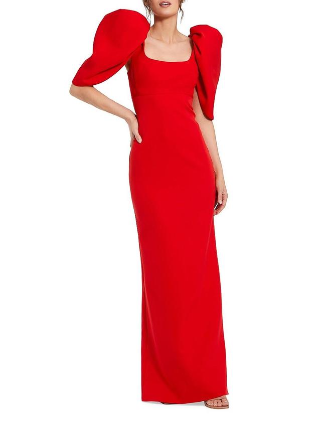 Womens Crepe Puff-Sleeve Column Gown Product Image