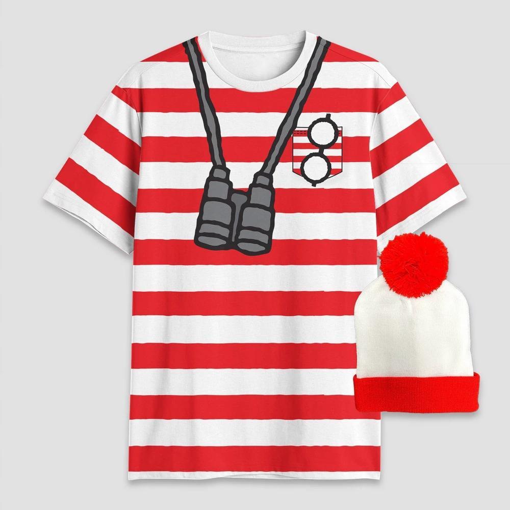 Mens Wheres Waldo? Hat and Short Sleeve Graphic T-Shirt - Red/White Product Image