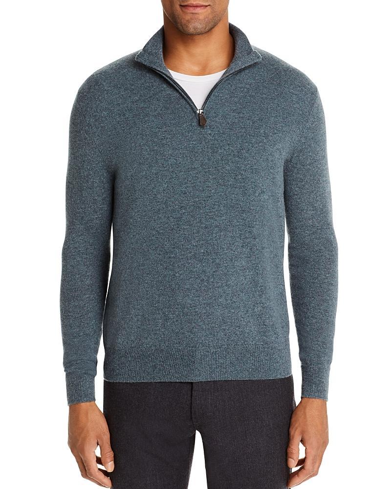 The Mens Store at Bloomingdales Slate Green Cashmere Half-Zip Sweater - Exclusive Product Image