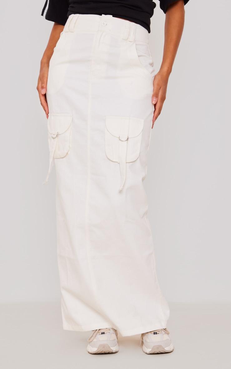 Cream Cargo Pocket Detail Maxi Skirt Product Image