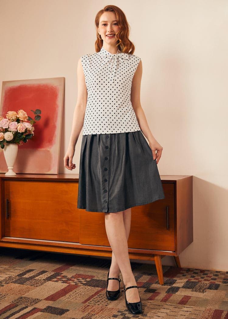 Retro Rendezvous Tie-Neck Top Product Image