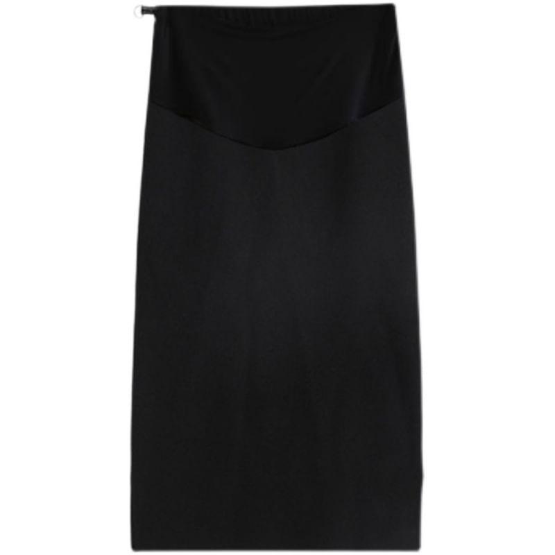 Maternity High Rise Plain Slit Knit Midi Pencil Skirt Product Image