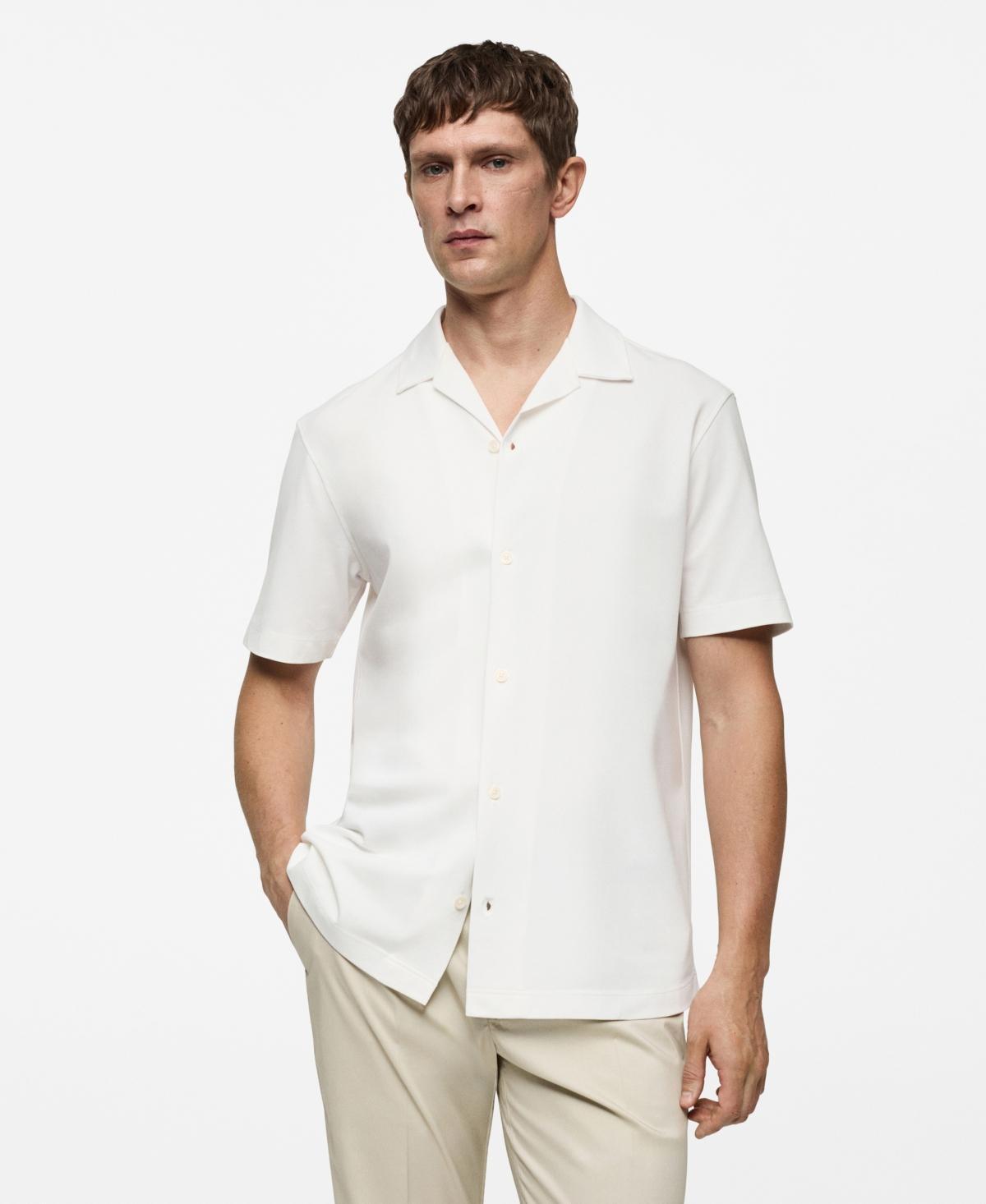 Short sleeved cotton shirt - Men | MANGO USA Product Image