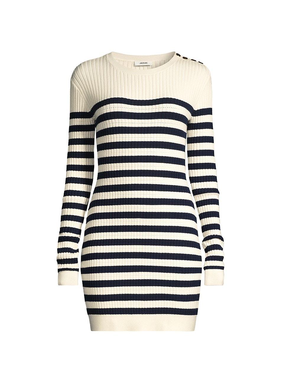 Womens Striped Merino Wool Knit Sweaterdress product image