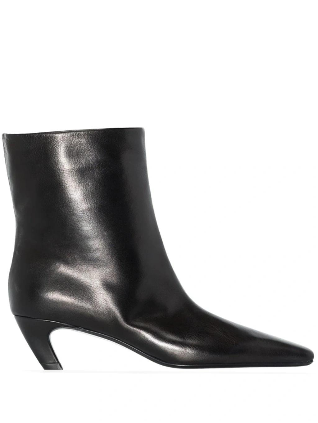 50mm Curved-heel Detail Ankle Boots In Black product image