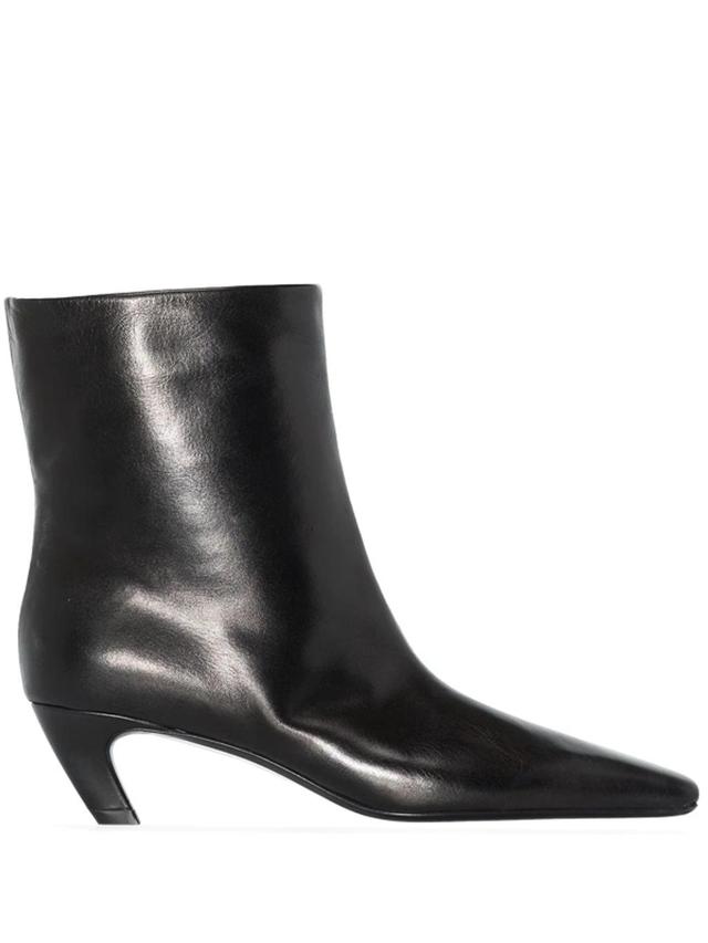 50mm Curved-heel Detail Ankle Boots In Black Product Image