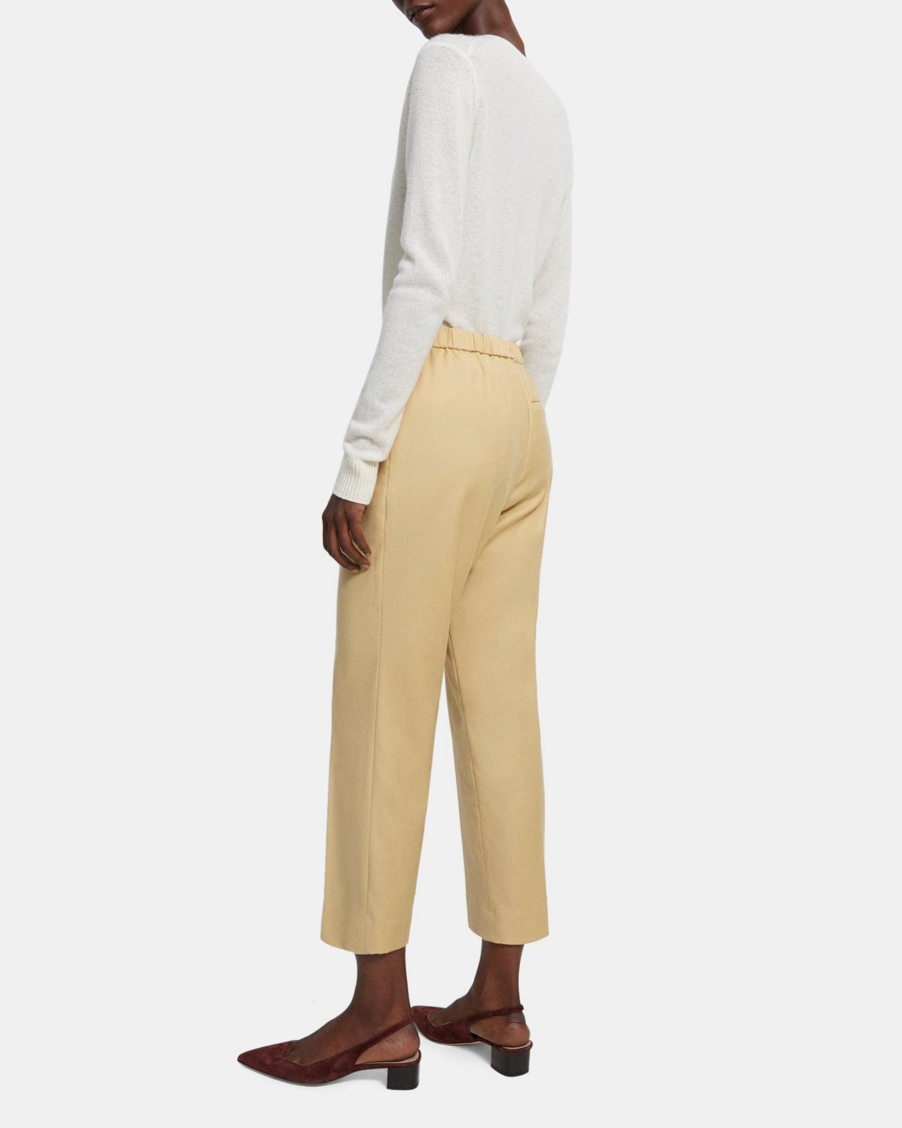 Slim Cropped Pull-On Pant in Wool Flannel Product Image