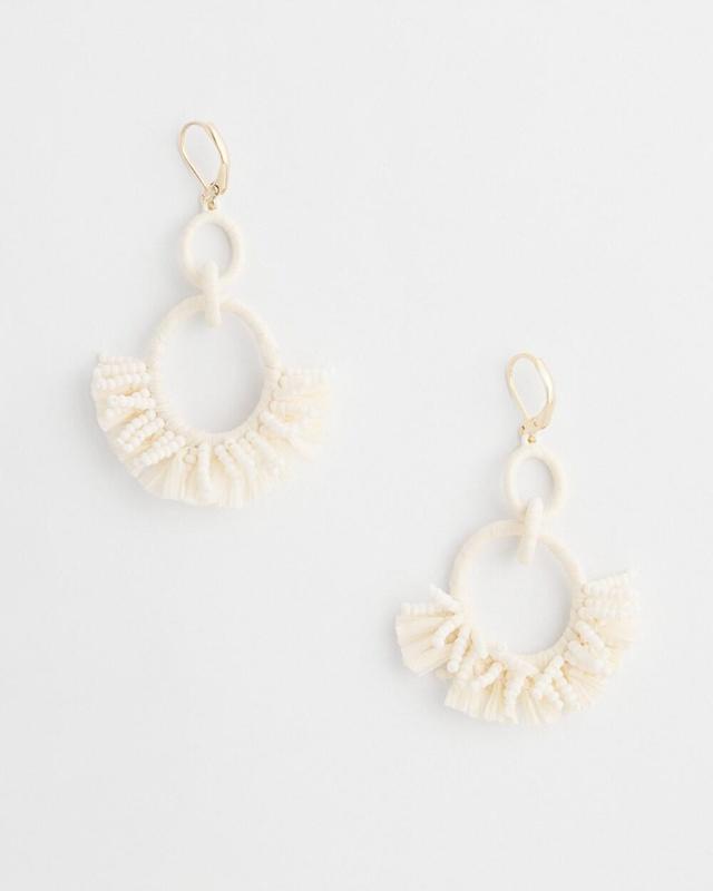 No Droop™ White Raffia Wrap Earrings Product Image