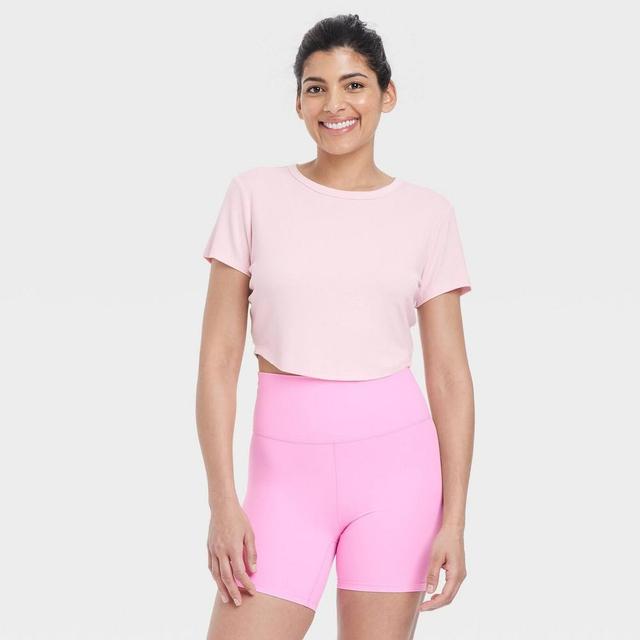 Womens Modal Rib Cropped Short Sleeve Shirt - All In Motion Light M Product Image