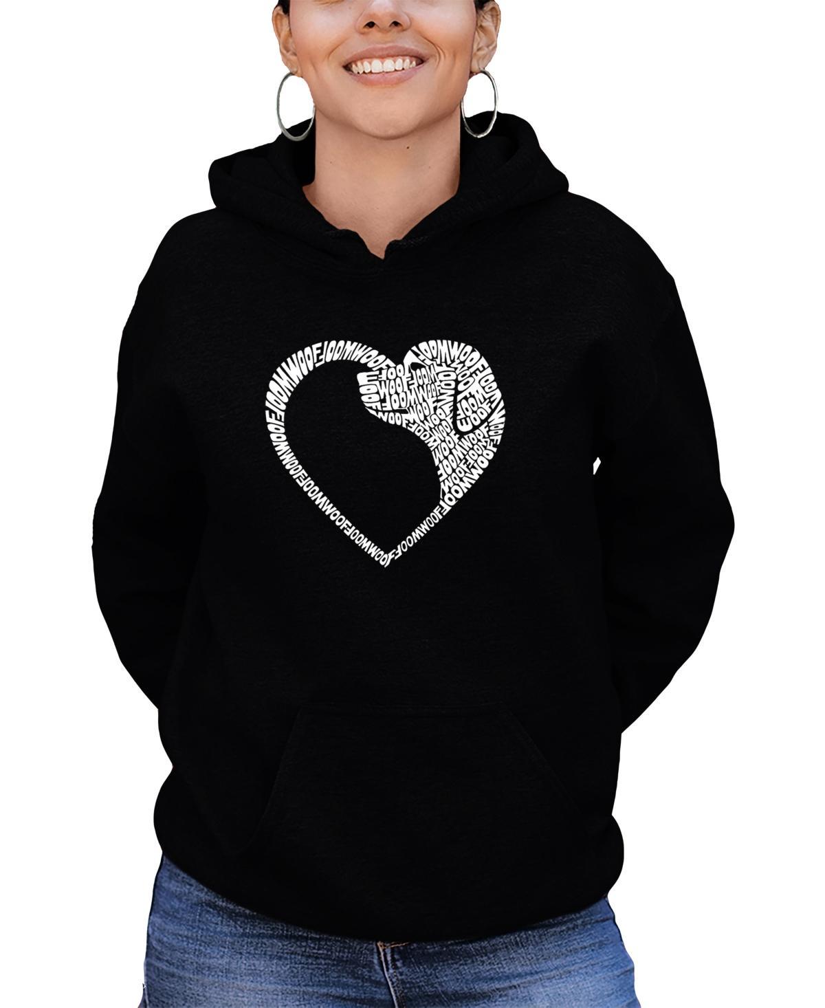 La Pop Art Womens Dog Heart Word Art Hooded Sweatshirt Product Image