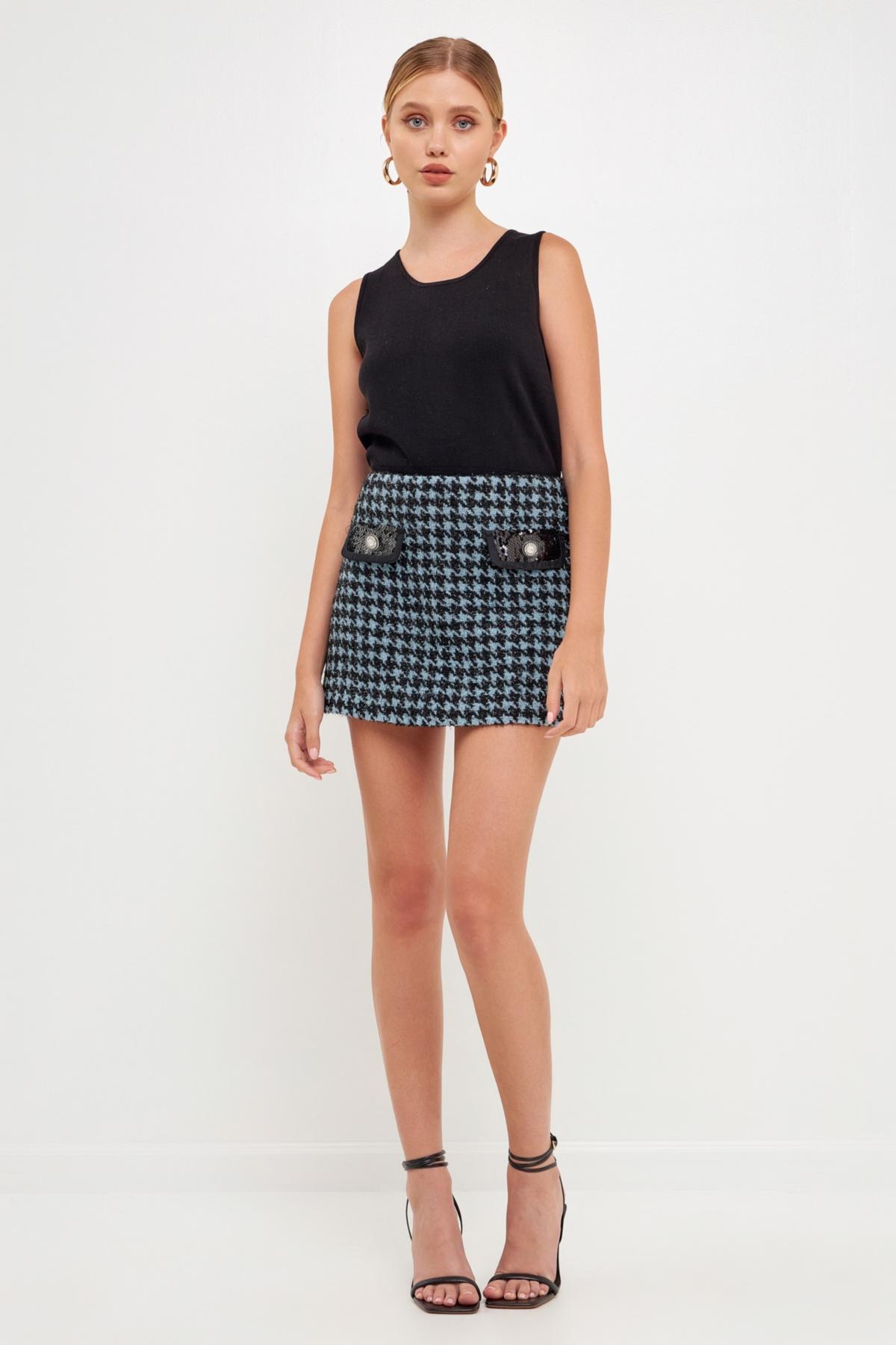 endless rose Womens Houndstooth Tweed Mini Skirt Product Image