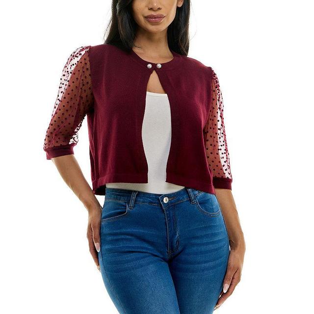 Womens Nina Leonard Mesh Bolero Deep Red Product Image