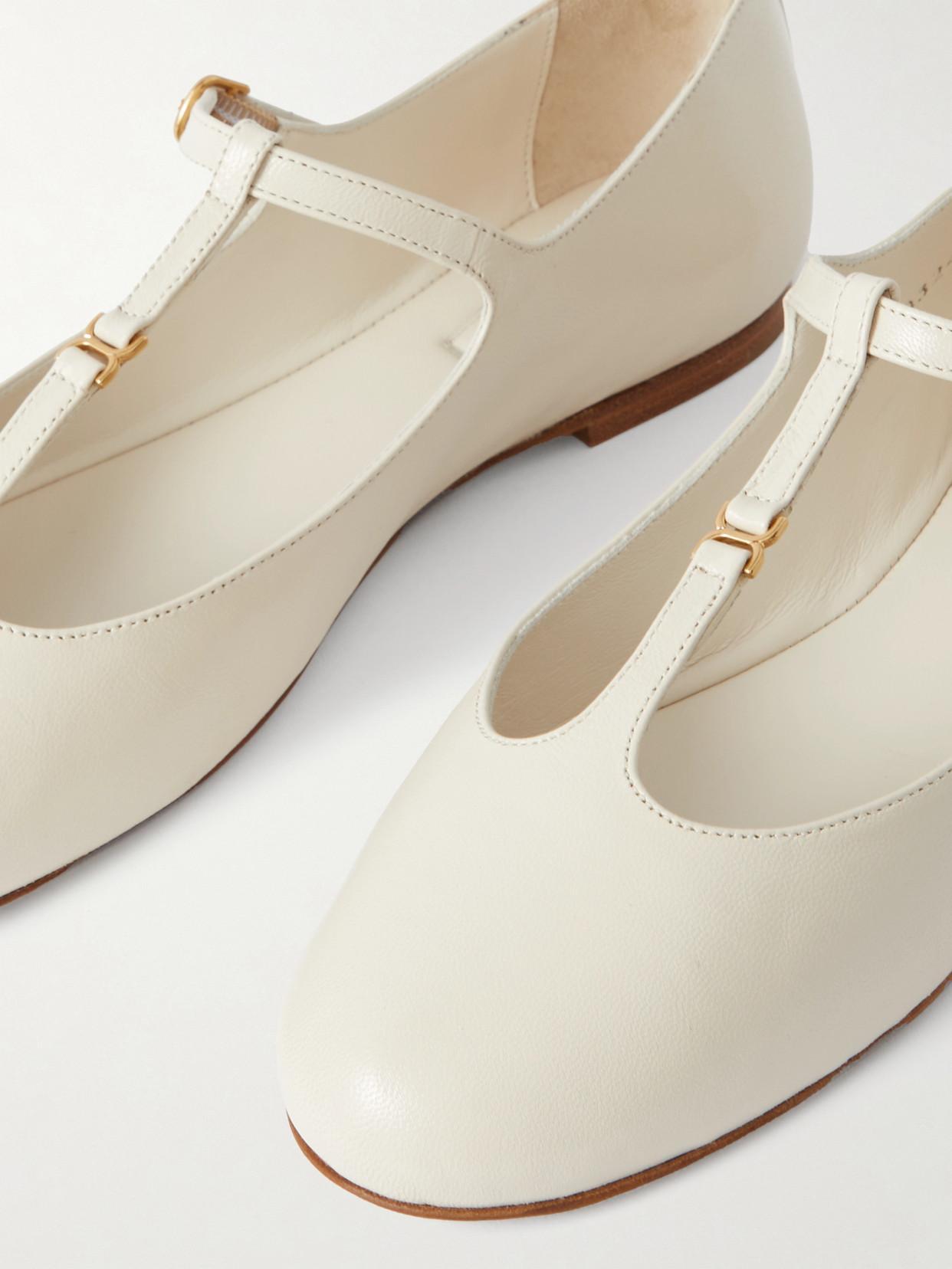 CHLOÉ Marcie Patent Mary Jane Ballerina Flats In Eggshell Product Image