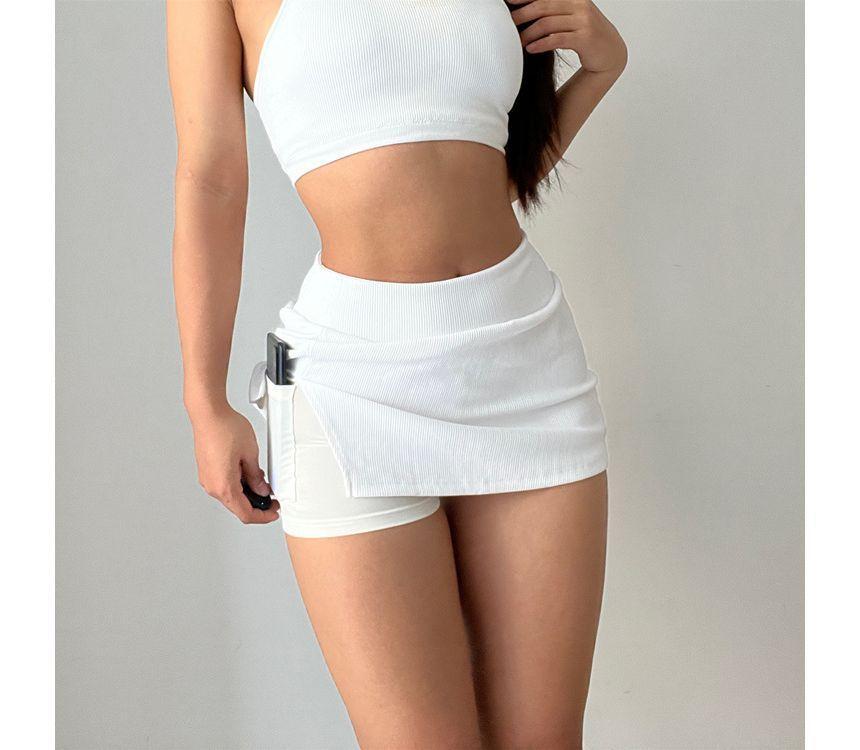 High Waist Inset Shorts Sport Mini Skirt Product Image