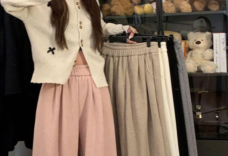 Fleece-Lined High-Waist Wide-Leg Pants in 5 Colors Product Image