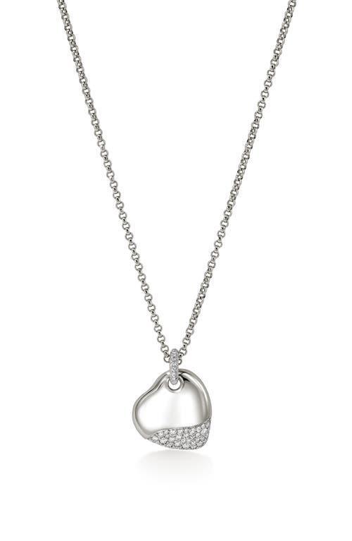 Womens Pebble Sterling Silver & 0.62 TCW Diamond Heart Pendant Necklace Product Image