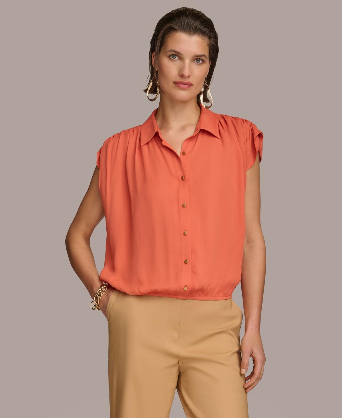 Women's Button-Front Short Sleeve Blouse Product Image