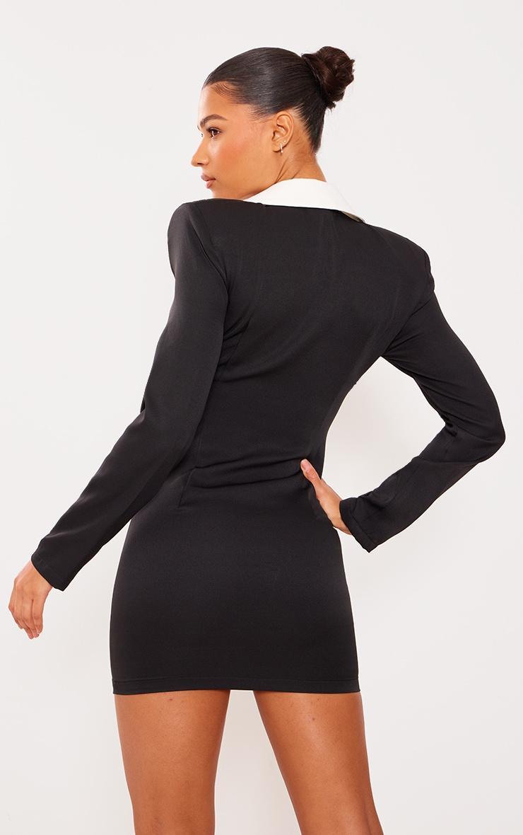  Black Tailored Satin Label Blazer Dress Product Image