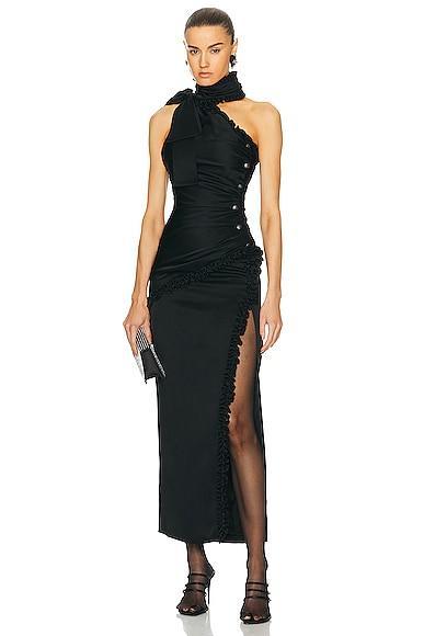 Alessandra Rich Envers Satin One Shoulder Evening Dress Product Image