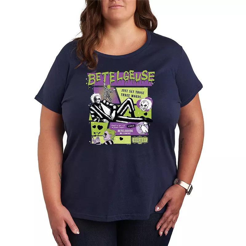 Plus Size Beetlejuice 2 Betelgeuse Graphic Tee, Womens Blue Product Image