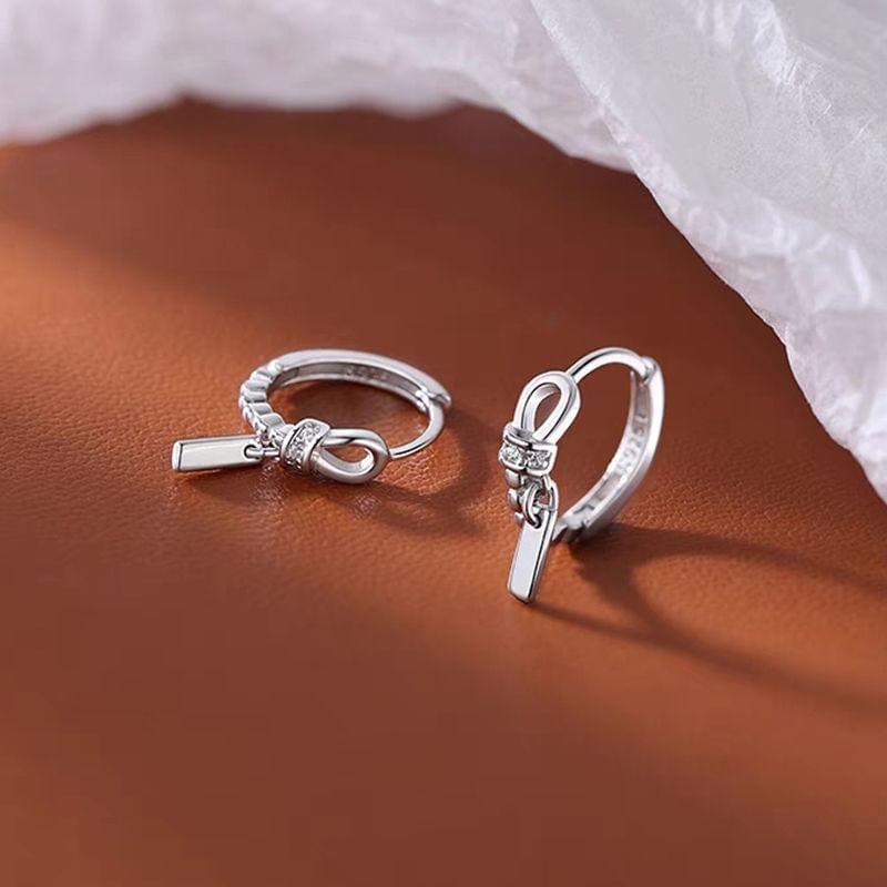 Sterling Silver Knot Hoop Earring Product Image