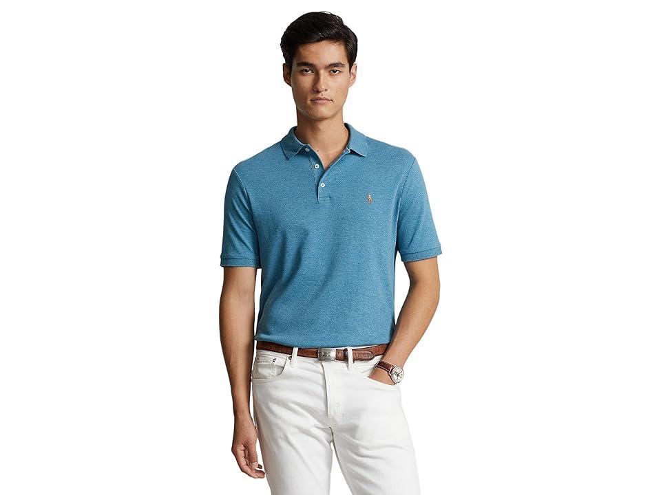 Polo Ralph Lauren Custom Slim Fit Soft Cotton Polo Shirt (Marine Heather) Men's Clothing Product Image