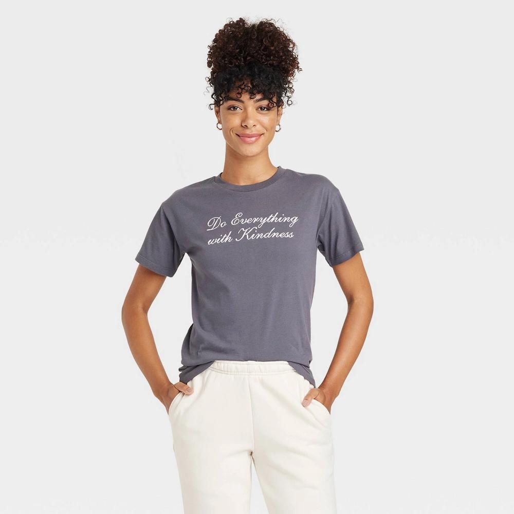 Womens Do Everything with Kindness Short Sleeve Graphic T-Shirt - Gray Product Image