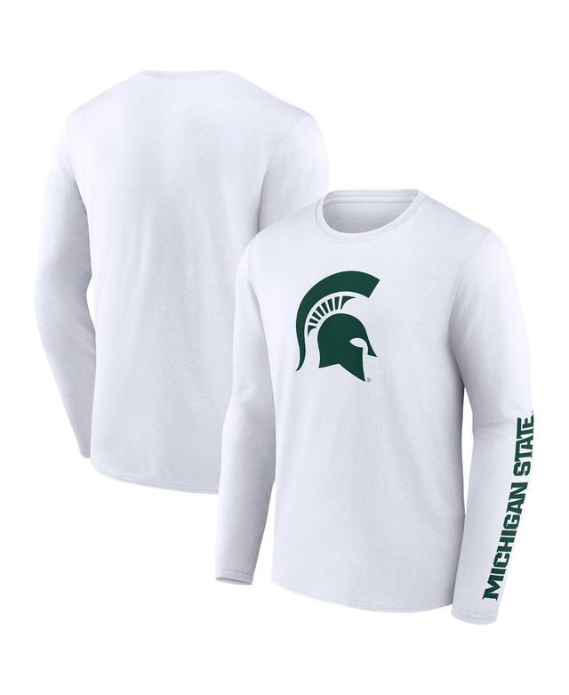 Mens Fanatics White Michigan State Spartans Double Time 2-Hit Long Sleeve T-shirt Product Image