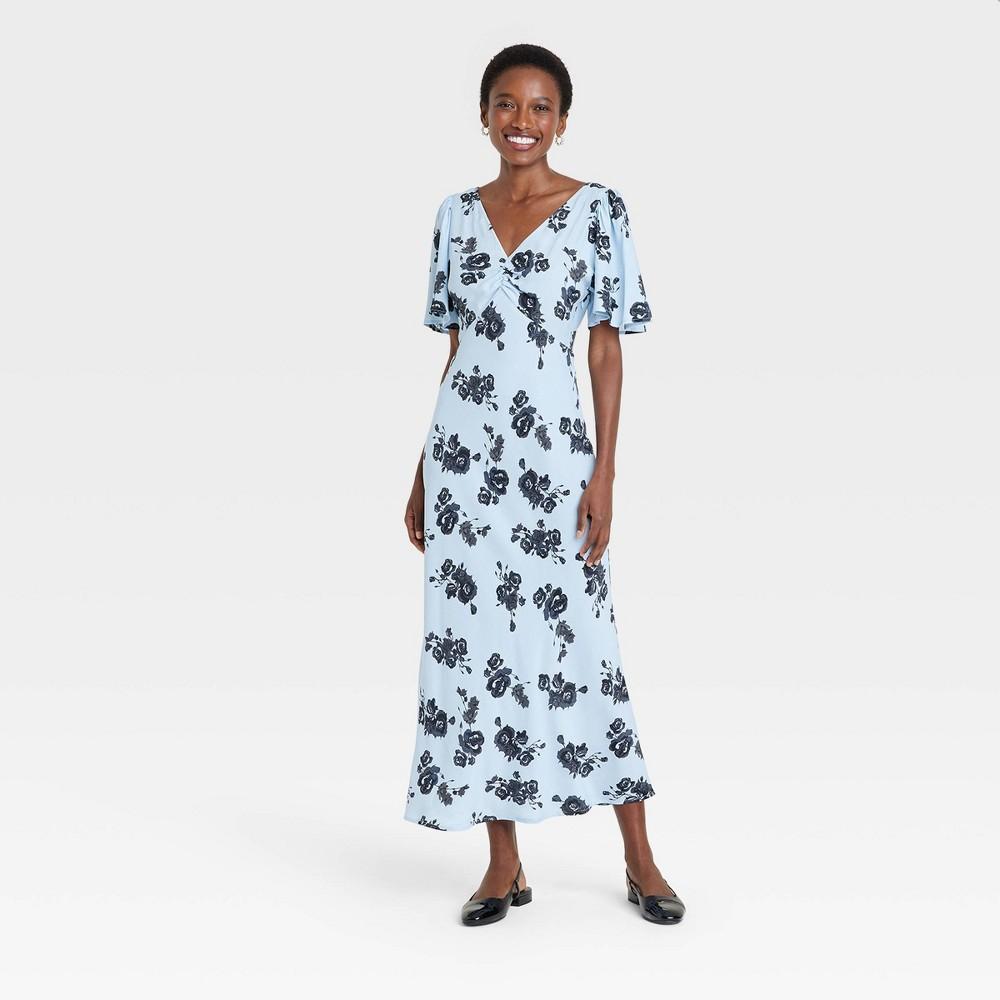 Womens Puff Short Sleeve Maxi A-Line Dress - A New Day Floral Product Image