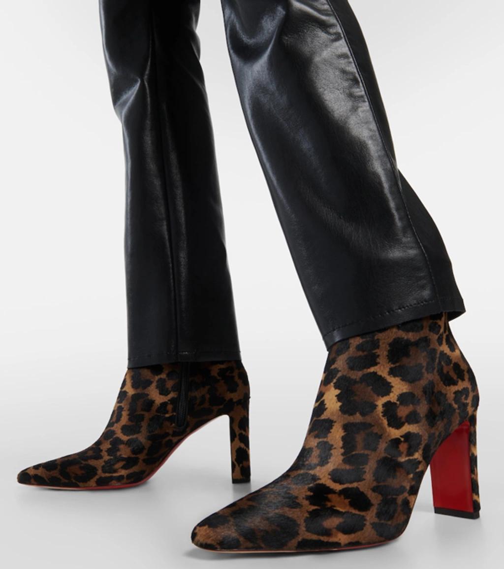 CHRISTIAN LOUBOUTIN So Kate Leopard Suede Red Sole Booties In Brown Product Image