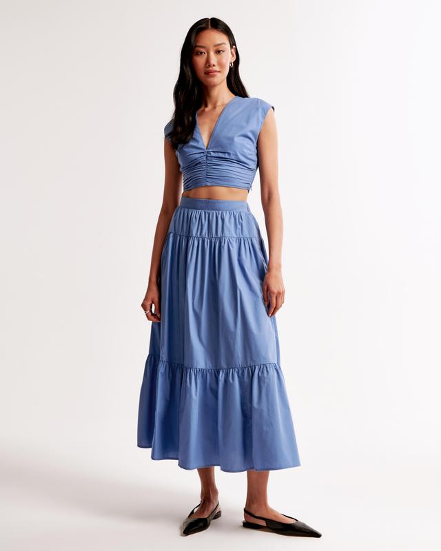 Poplin Tiered Maxi Skirt Product Image