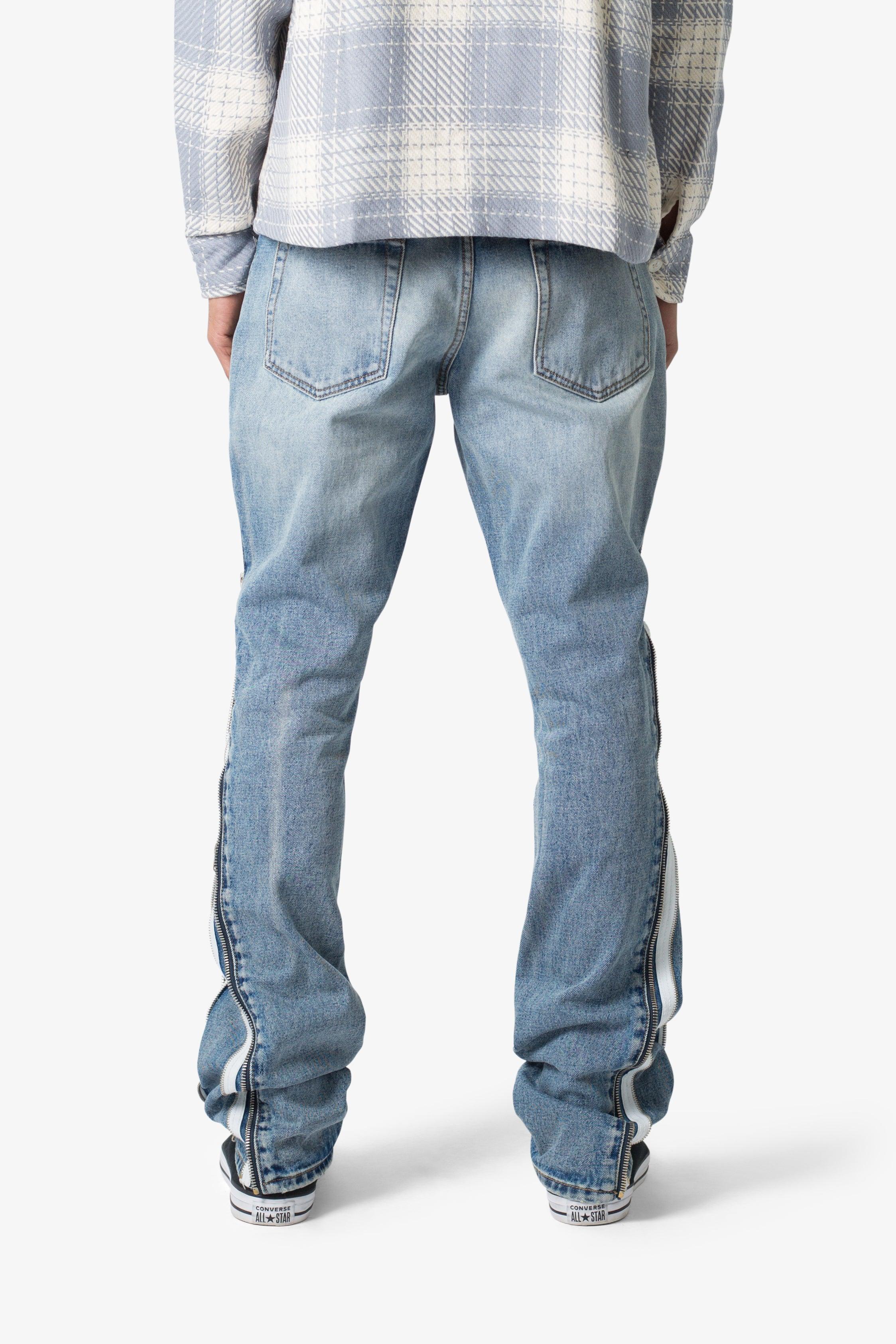 B574 Zipper Flare Denim - Blue Product Image