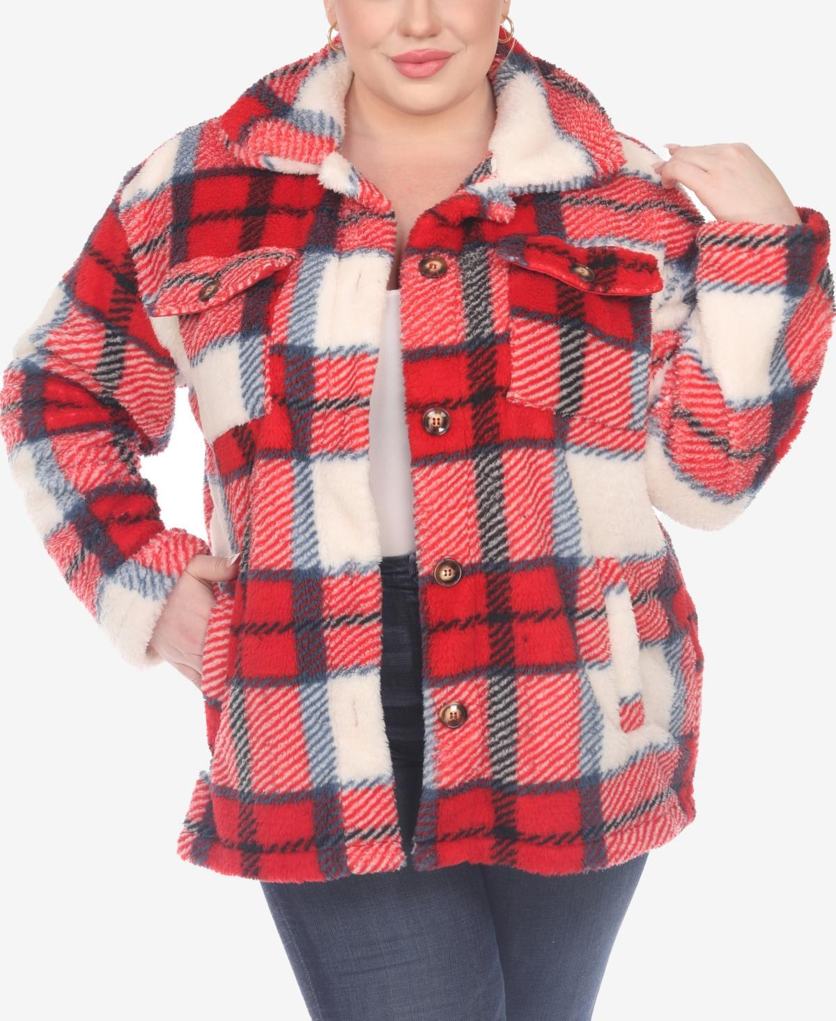 White Mark Plus Size Plaid Shacket Jacket Product Image