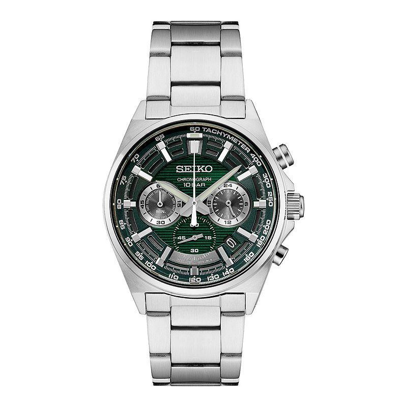 Seiko Essentials Mens Stainless Steel Green Dial Chronograph Watch - SSB405 Product Image