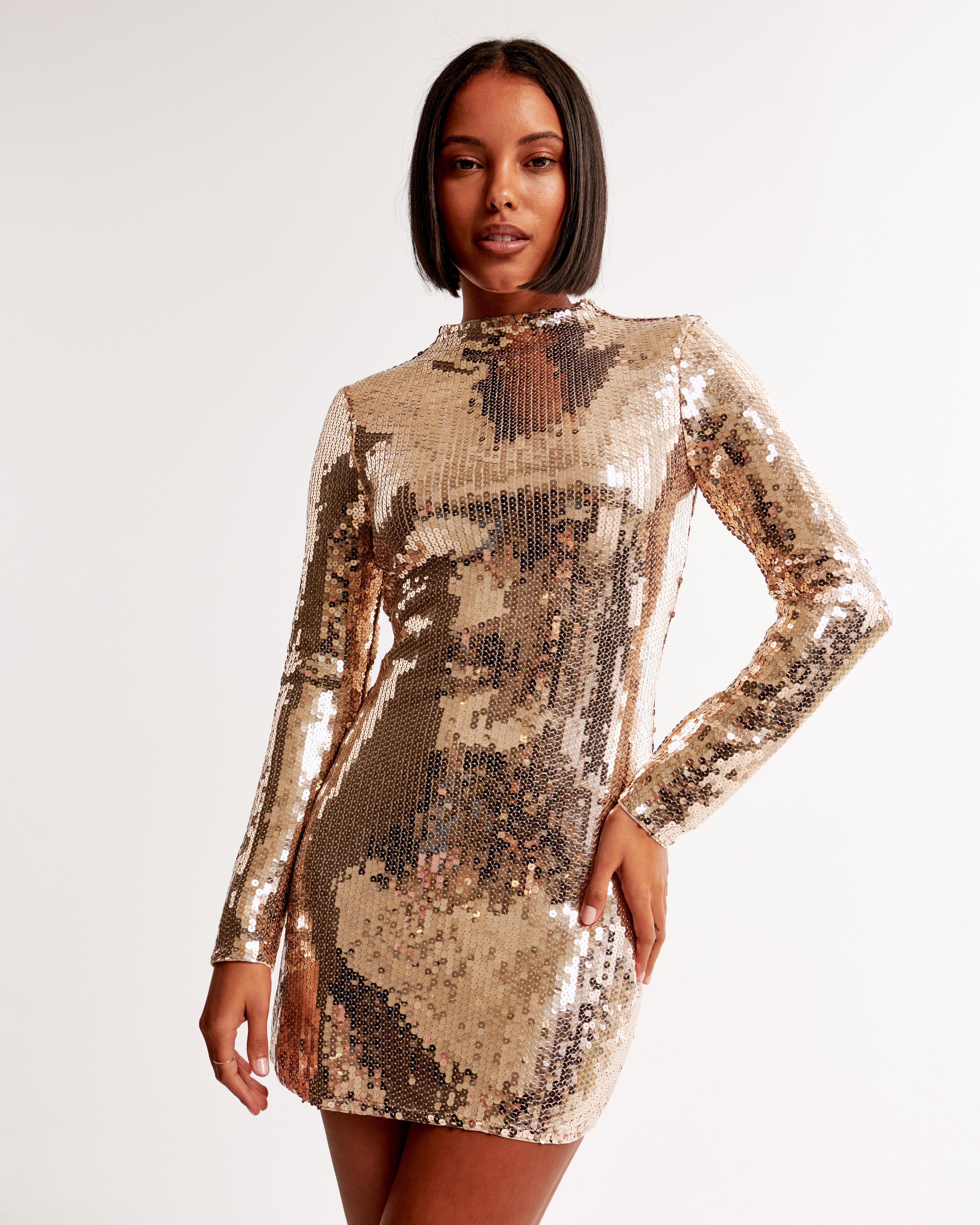 The A&F Paloma Long-Sleeve Velvet Mini Dress Product Image