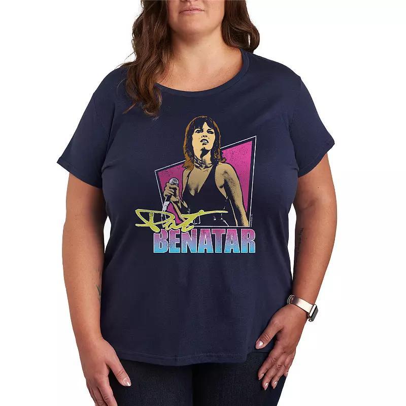 Plus Size Pat Benatar Cameo Graphic Tee, Womens Blue Product Image