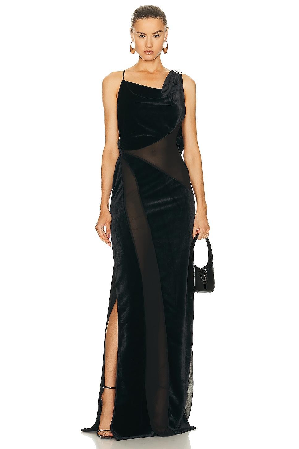 Coperni - Asymmetric Mesh-Paneled Gown - Black - FR 40 - Moda Operandi Product Image