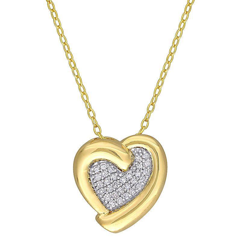 Stella Grace 18k Gold Over Sterling Silver 1/6 Carat T.W. Diamond Heart Pendant Necklace, Womens Product Image