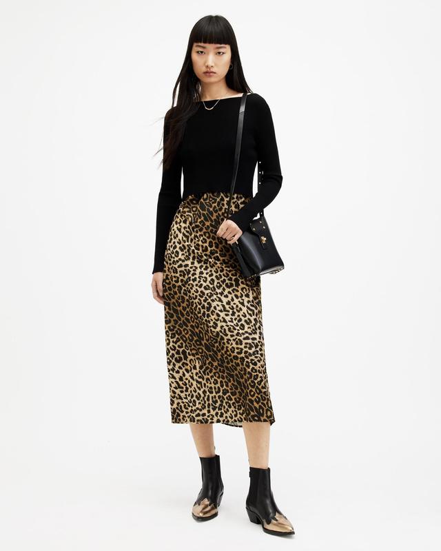 Hera Leopard Print 2-In-1 Midi Dress Product Image