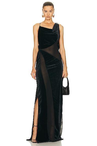 Coperni - Asymmetric Mesh-Paneled Gown - Black - FR 40 - Moda Operandi Product Image