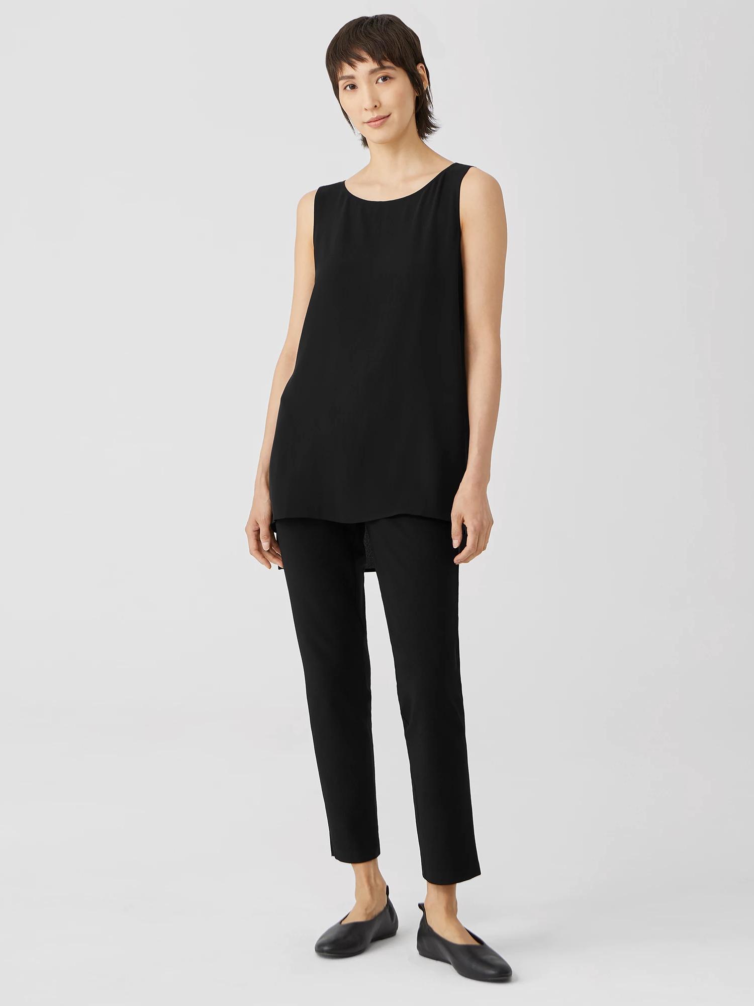 EILEEN FISHER System Silk Georgette Crepe Bateau Neck Shellfemale Product Image