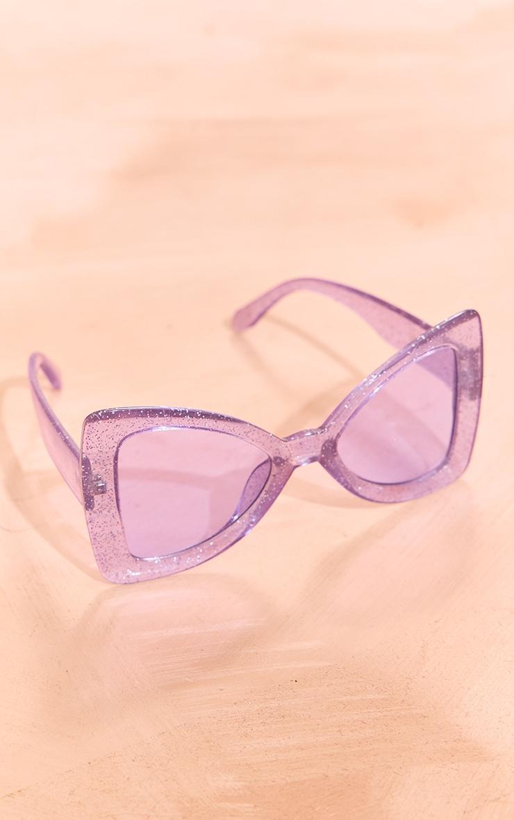 Purple Glitter Frame Oversized Sunglasses Product Image